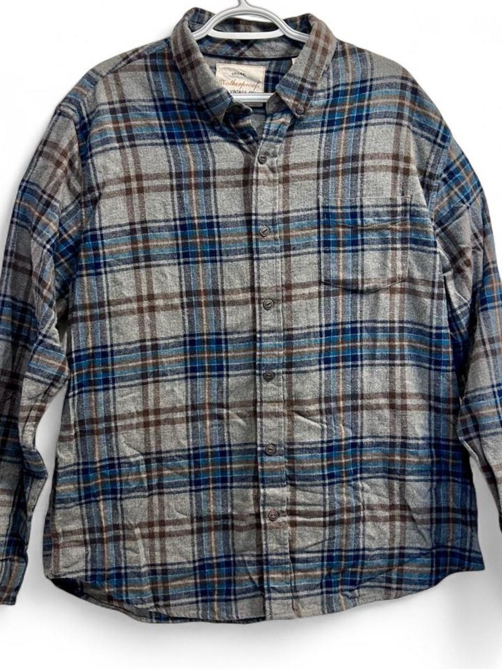 Blue/gray/brown Weatherproof Vintage button down flannel